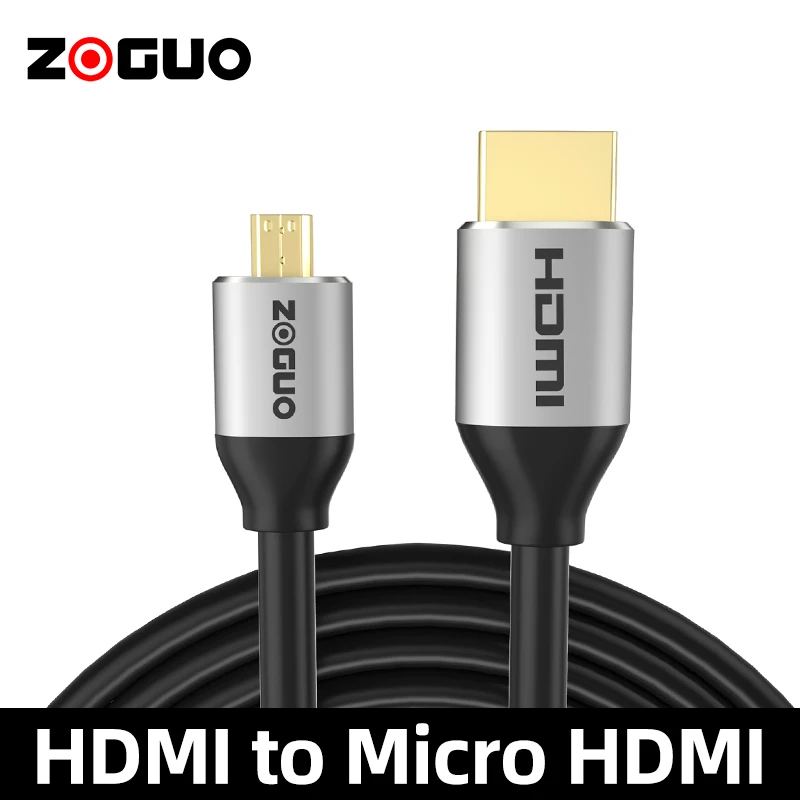 Cabo micro hdmi para hdmi, adaptador banhado a ouro, alta velocidade, 2.0, 4k, para câmera, hdtv, 1m, 1.5m, 2m, 3m, 5m