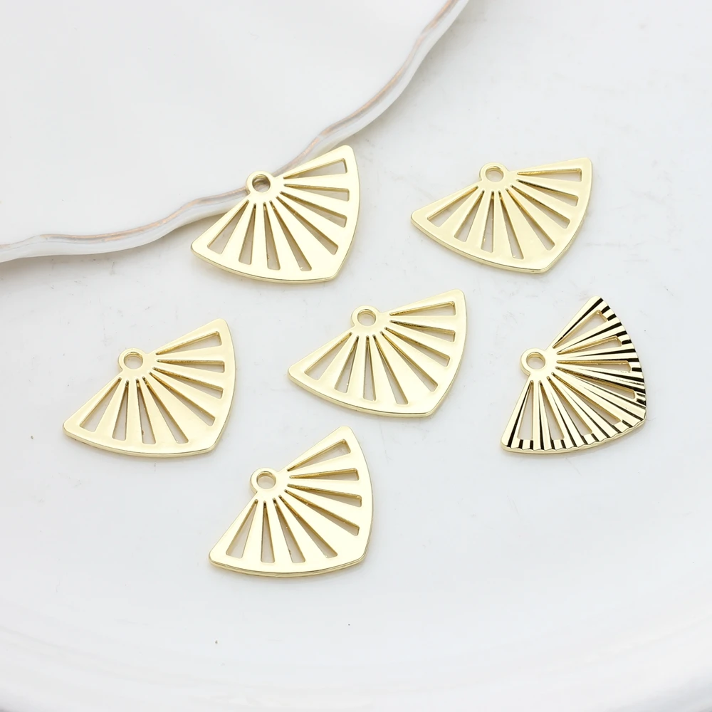 Zinc Alloy  Geometric Triangle Fan Charms Pendant Charms 25mm 10pcs/lot For DIY Fashion Earrings Jewelry Material