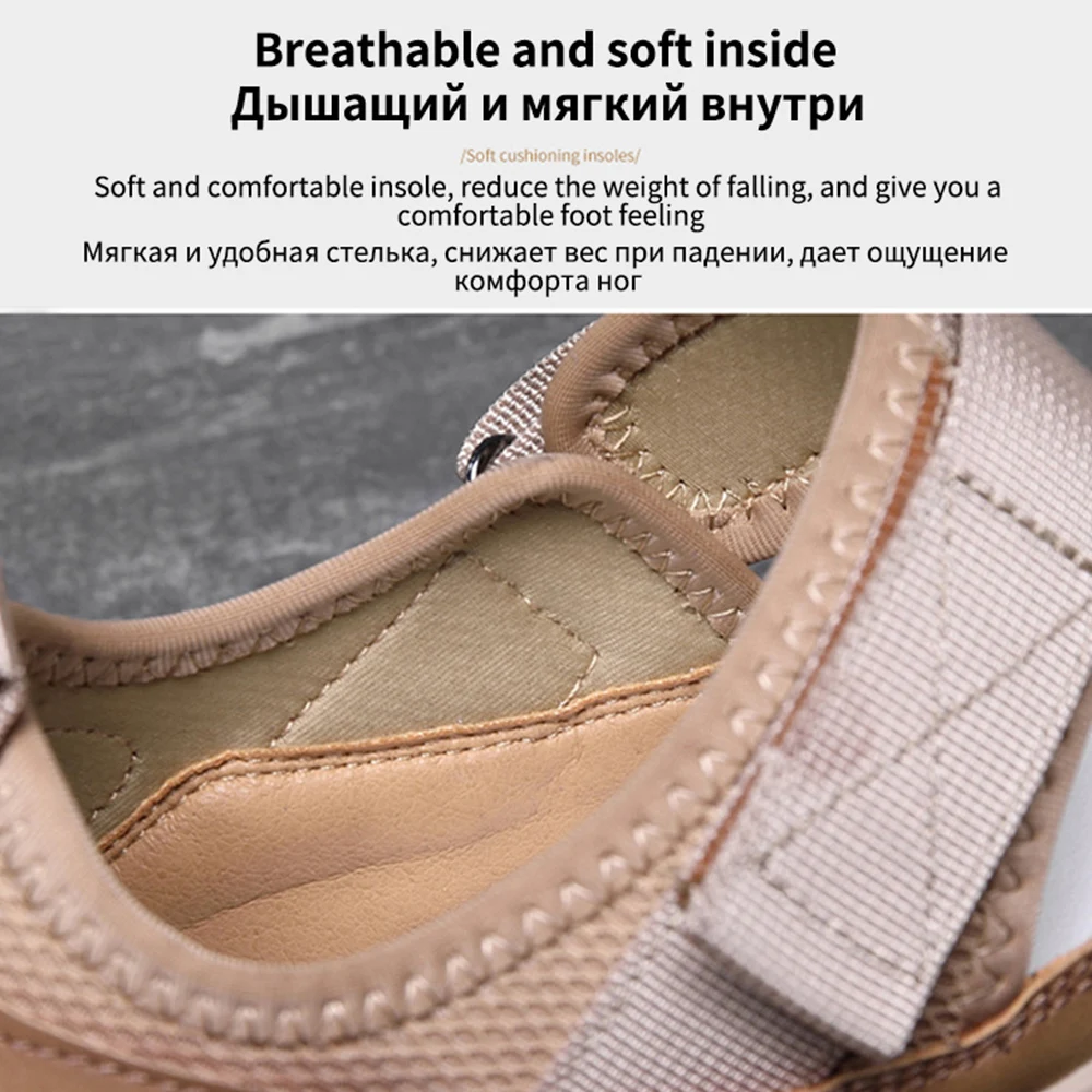 YIGER Man Sandals 2022 summer new men's hole shoes leather Beach shoes driving shoes Anti-collision shoes sandals Brand