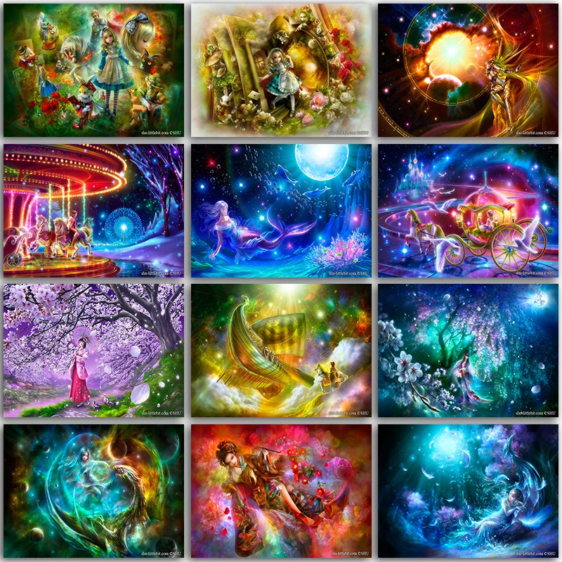 

5D DIY Diamond Painting kit landscape goddess Mermaid Angel girl Full Square&Round mosaic embroidery Cross stitch home decor Art