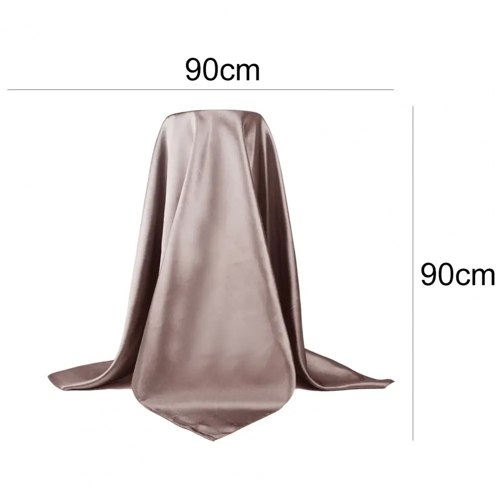 Women Headscarf Square Soft Imitation Silk Solid Color Scarf Head Wrap Shawl New Female Headwear Accessories Party