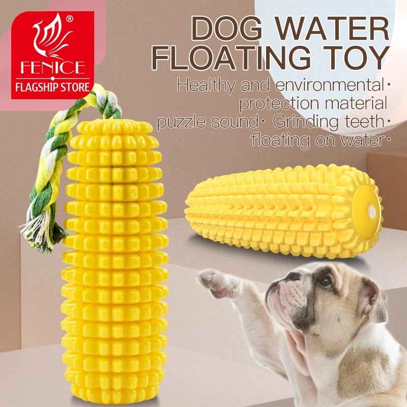 

Fenice Corn Pet Toy Interactive Toys Dog Chew Tooth Cleaning Vocalize Squeak Toothbrush Molar Pet Supplies Floatable