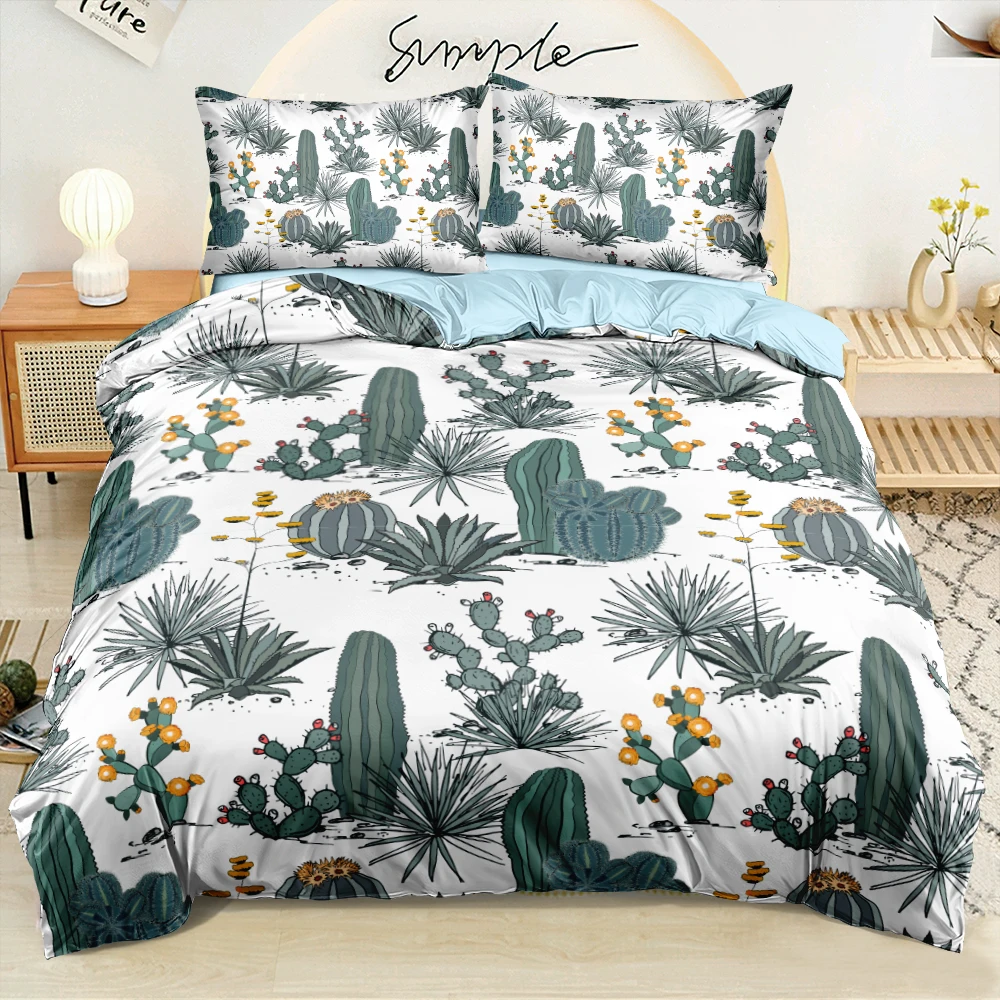 Cartoon Tropical Cactus Duvet Cover Set Comforter/Quilt Cover Set Twin Single Double King Size 240x210cm Bed Linen for Children