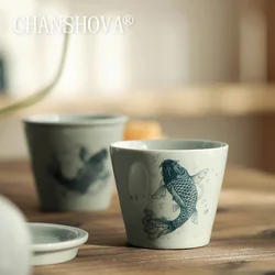 CHANSHOVA-Traditional Chinese Style Tea Set with Lid, Hand Painted Ceramic Teacup Set, Porcelain Coffee Cup, H378, 120ml