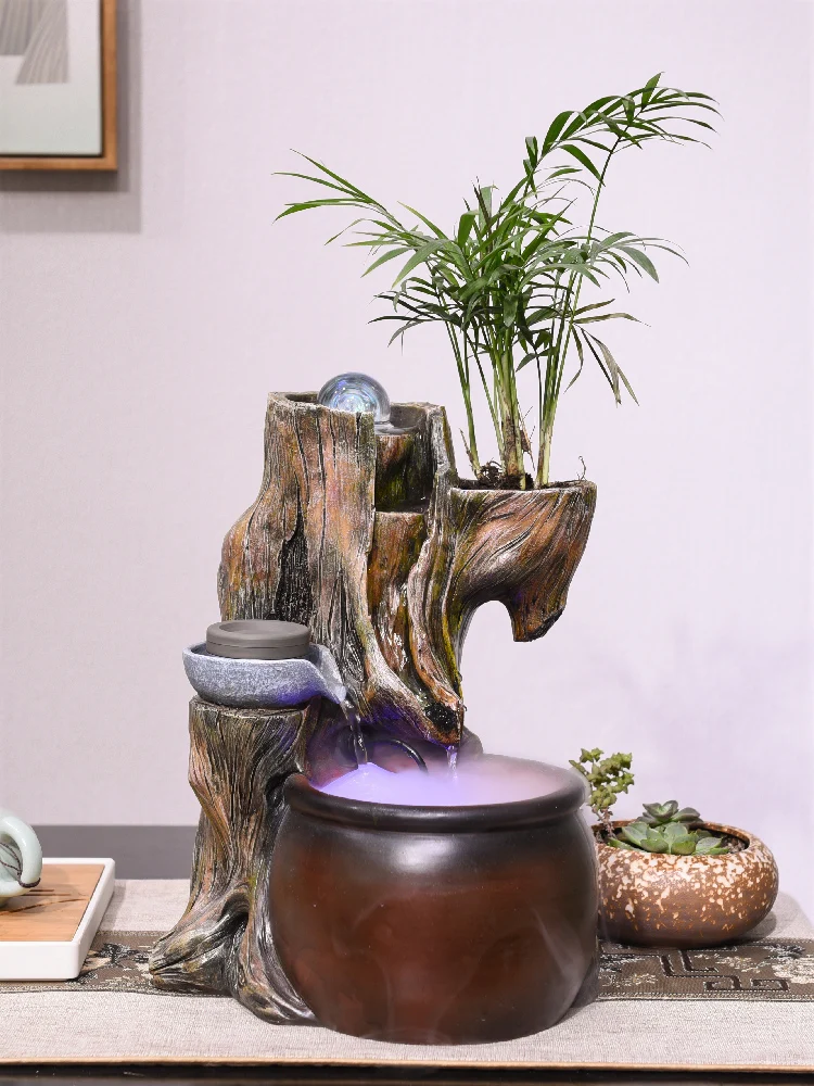 Bonsai humidifier landscape rockery water fountain decoration indoor Feng Shui wheel Zhaocai zhuanqiu water wheel decoration