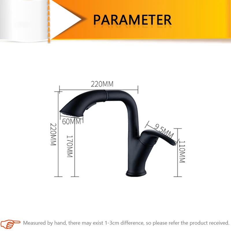 اللمس صنبور الحمام ارتفاع قابل للتعديل الانسحاب بالوعة الحنفية الأسود النحاس سحب الاستشعار غريفو حوض Mitigeur الاغتسال سال دي باين #5