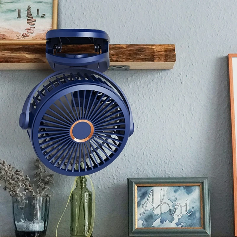 6 inch Clip on Fan Portable Cooling Fan with 4 Speeds Sturdy Clamp, 720° Rotate USB Power and Battery Operated for Desk