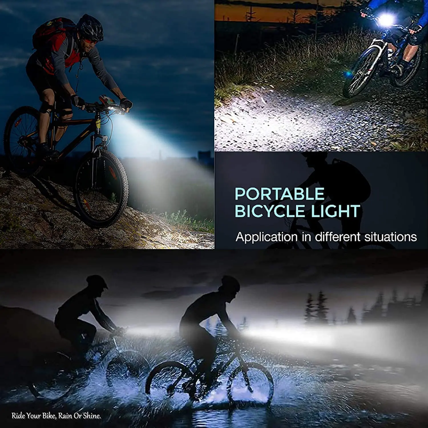 Self Defense 400 Lumens Bike Light Bike Flashlight LED Multifunction 4 IN 1 Bike Horn Holder Power Bank Bicycle Front Lamp Phone