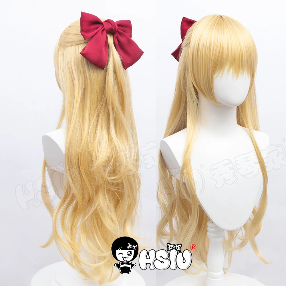 Odzież peruka do cosplay Sailor Venus 「 HSIU 」 peruka złote długie peruka z włókna syntetycznego + akcesoria darmowa peruka + czapka z peruką