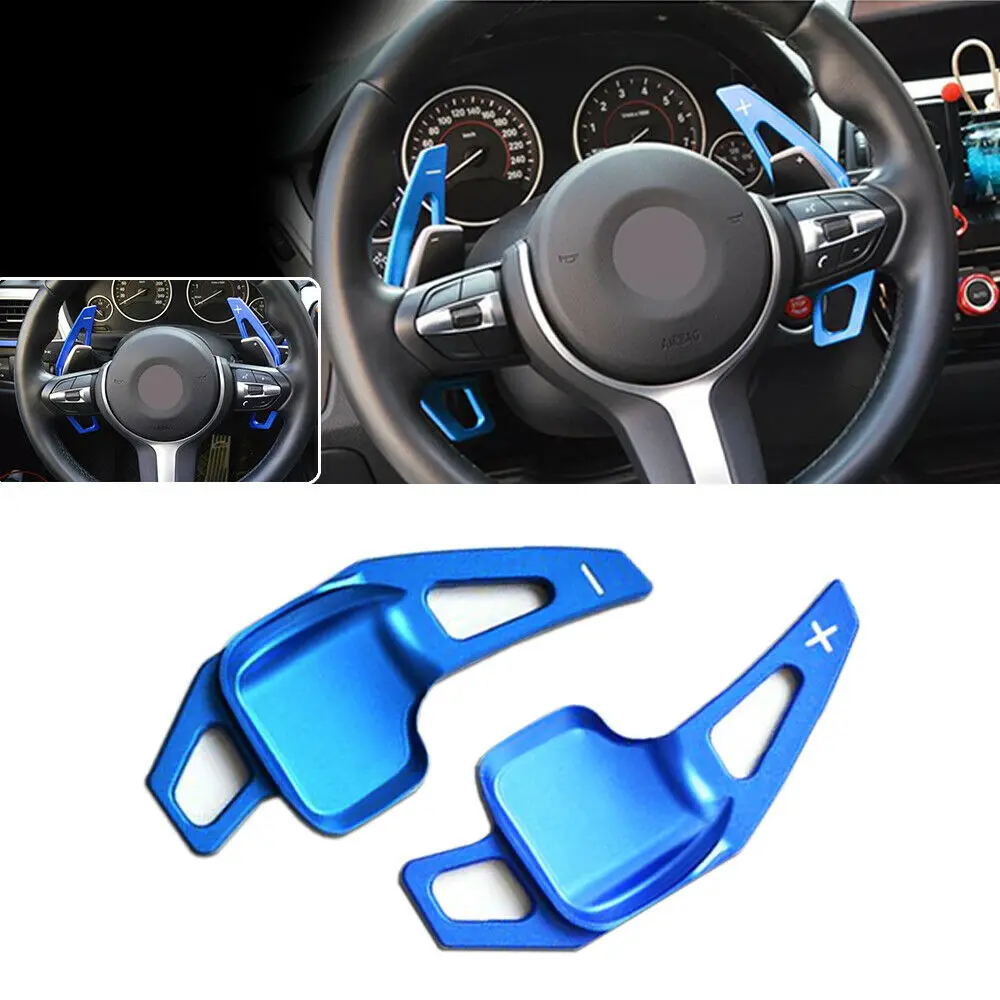 2Pcs Car Steering Wheel Paddle Shifters Kits Blue Aluminum Shift Extensions For BMW 3 4 5 6 Series F10 F30 i8 Accessories