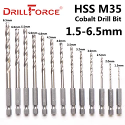 13Pcs 1.5-6.5Mm M35 Kobalt Boor Hssco Twist Drill Bit Set 1/4