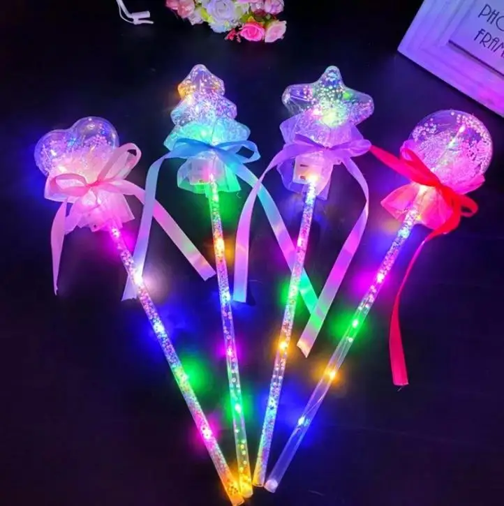 

Flashing Blinky Light Up Star Princess LED Wand Party Favor Super Clear Christmas Tree Shape Magic Glow Stick Rave Prop 100pcs