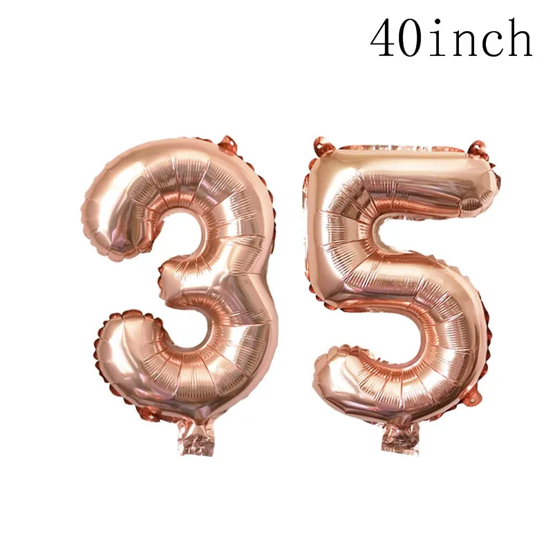 Rose gold 18 27 30 35 40 50 60 Foil Balloons Tinsel Fringe Curtains Table Cloth Drink Straws 30th 40th Birthday Party Decoration