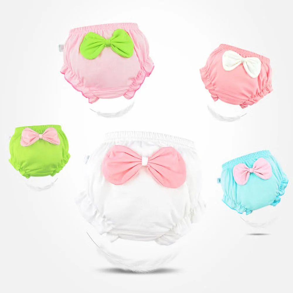 3 Piece/Lot  Kids100%Cotton Panties Summer Girl Baby Infant Newborn Fashion Solid Cute Bow Striped Dots Underpants 0-2 Year Old