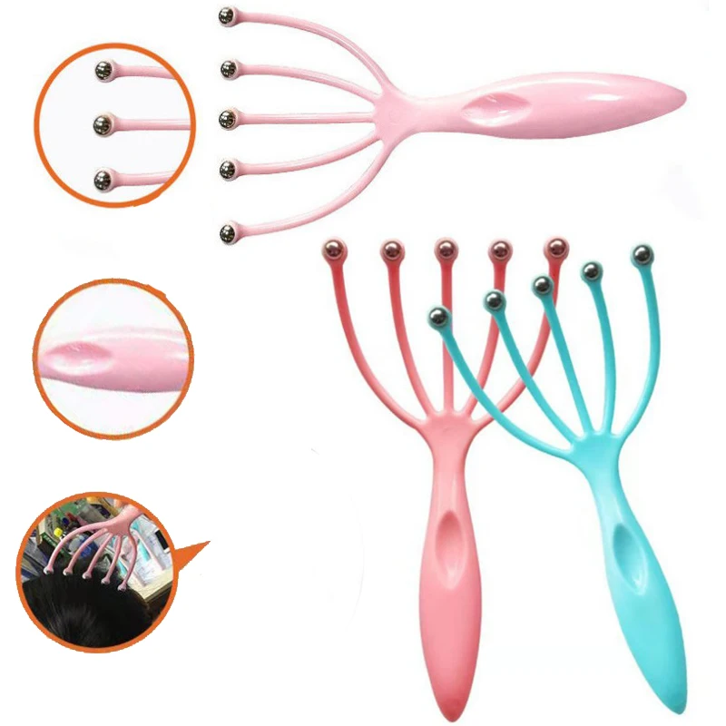 1PCS Head Massage Ball Comb Five-Claw Scalp Magnetic Bead Stress Release Hair Brush Five Finger Massager