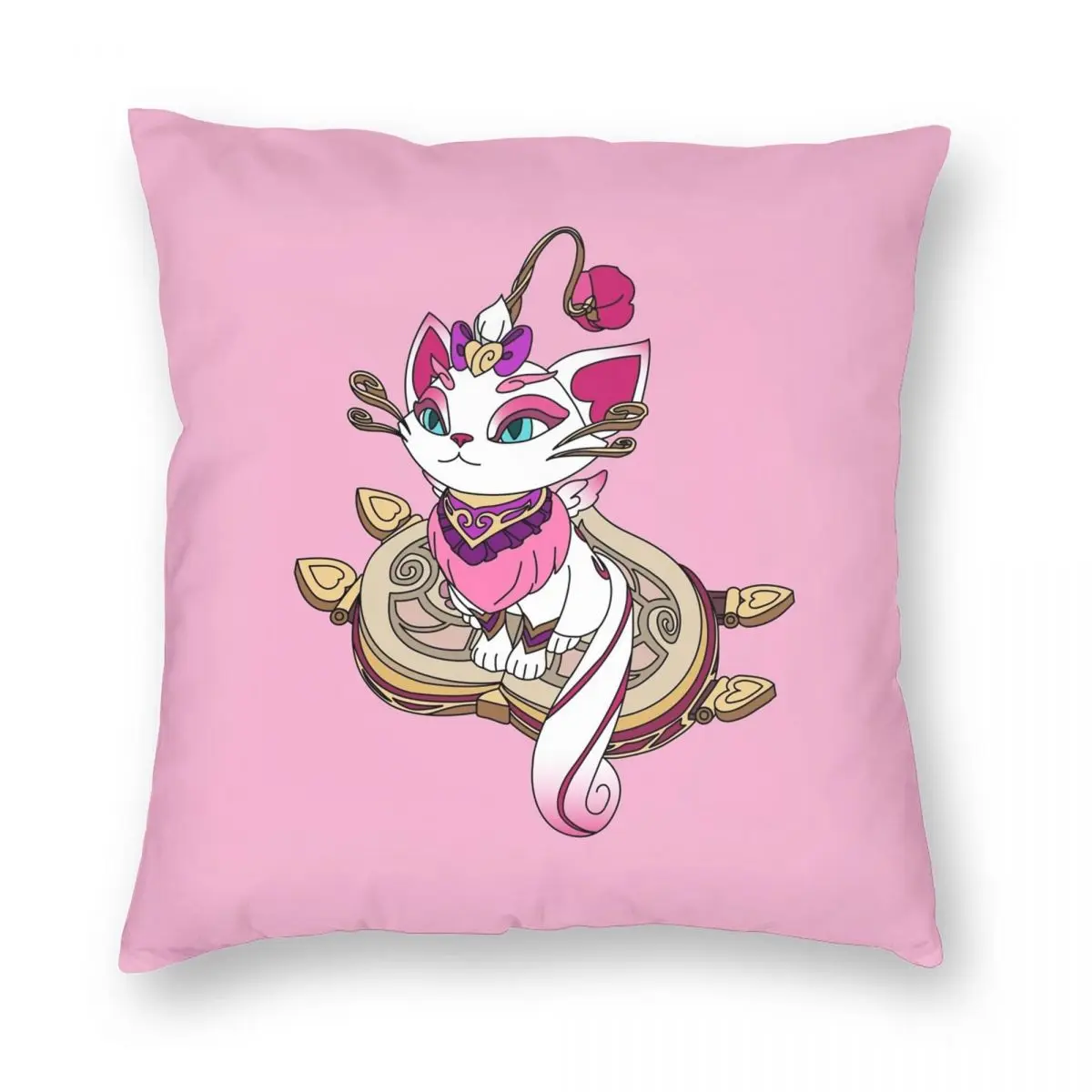 Heartbreaker Yuumi Square Pillowcase Polyester Linen Velvet Printed Zip Decorative Home Cushion Cover