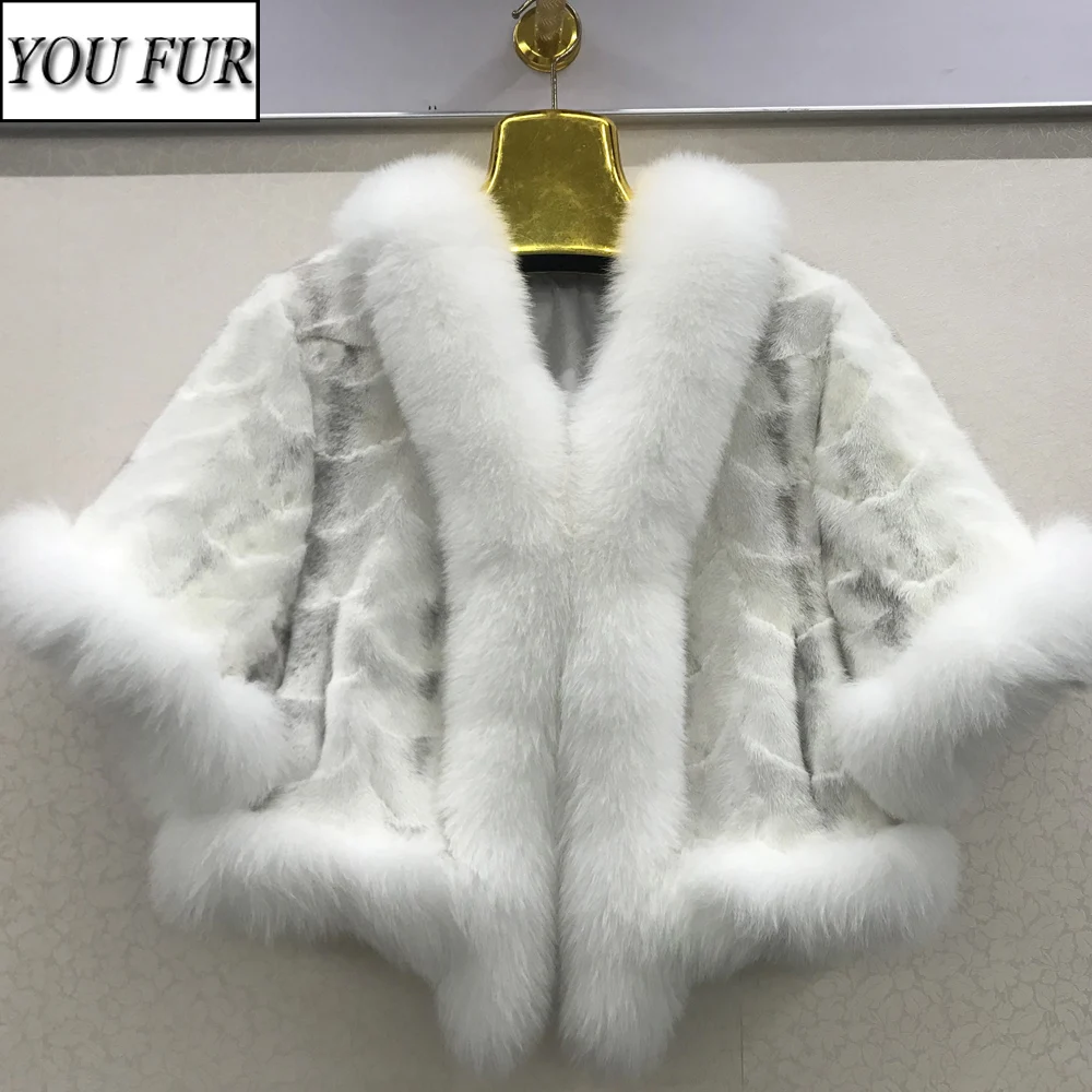 

2020 Women Quality Real Mink Fur Coat Natural Warm Mink Fur Jacket With Fox Fur Collar Lady Fashion 100% Genuine Fur Outerwear