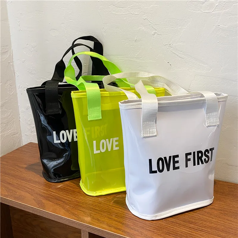 

Luxury Handbags New Single Handbag Women Bags Designer Fashion PVC Transparent Bags for Women 2020 Purse Solid Color Bag