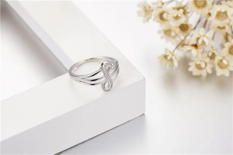 Hot New Style 100% 925 Sterling silver 8 Words Notes Ring for women girl gift Fashion Cocktail Jewelry Accessories size 5-10