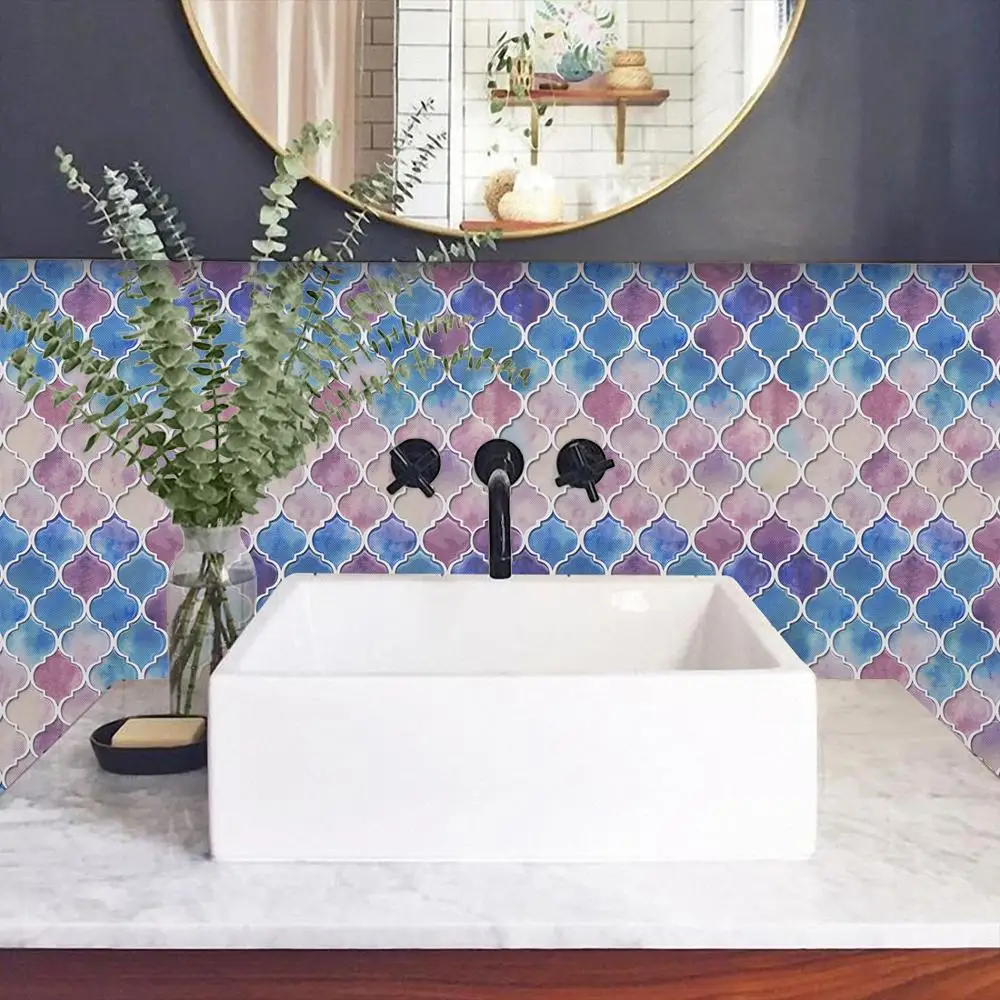 Mosaic Wall Tile 3D Sticker, Arabic Lantern Style, Kitchen and Bathroom Backsplash, 250x250mm