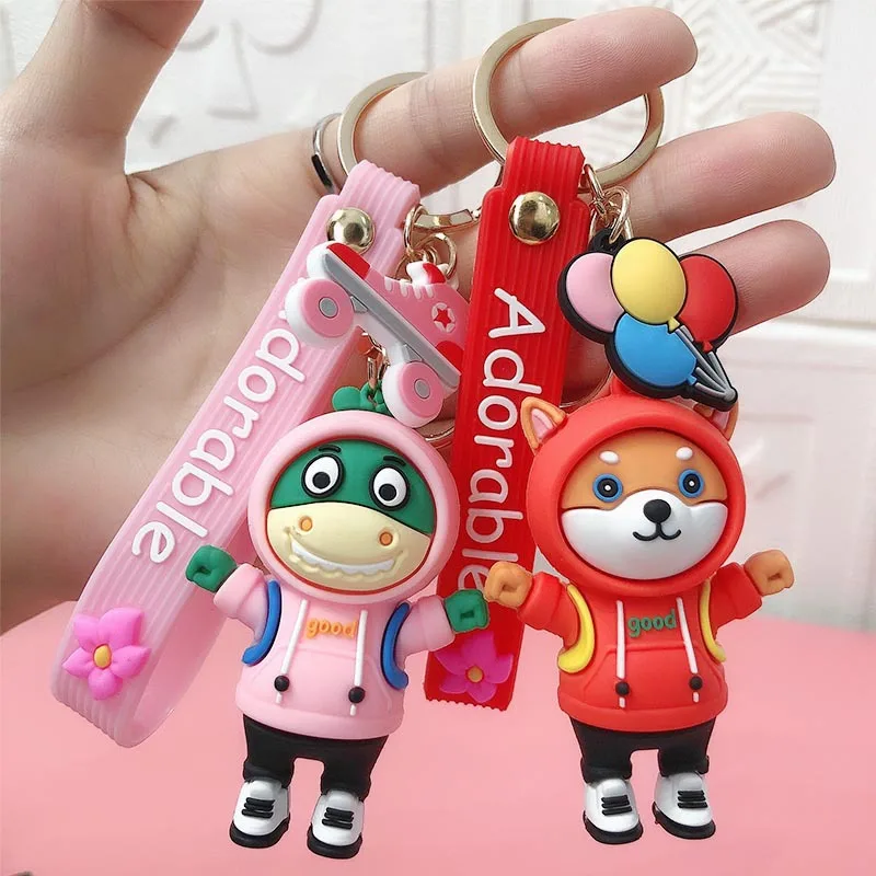 Cartoon Funny Animal Keychain Charms Men Key Chain Accessories For Car Key Cute Cow Dog Backpack Pendants Girls Firends Gift