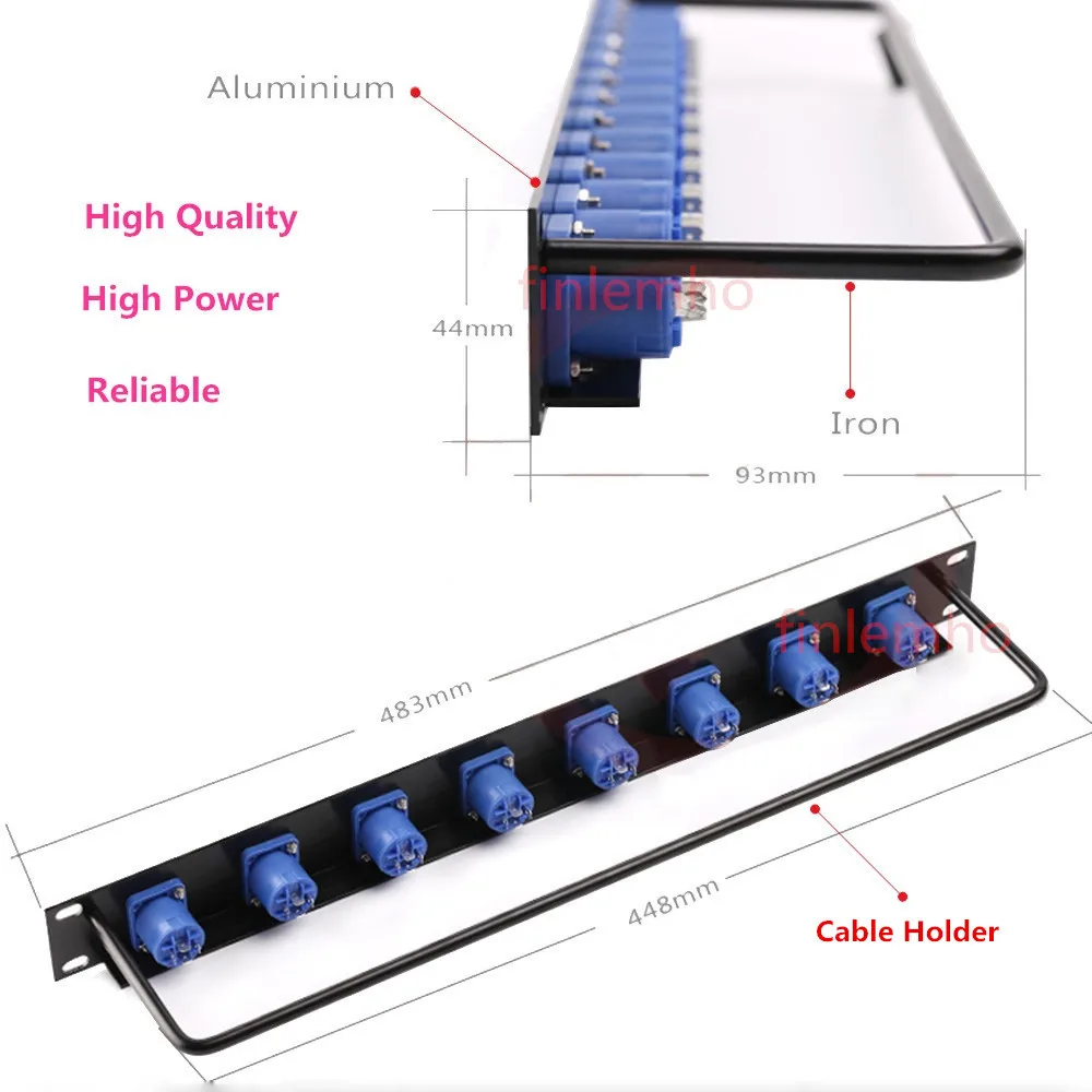 Rack Patch Panel 8 12 16 Way SpeakOn Chassis Connnector 1U Flight Case Mount For Professional Loudspeaker Audio Cable Male Plug