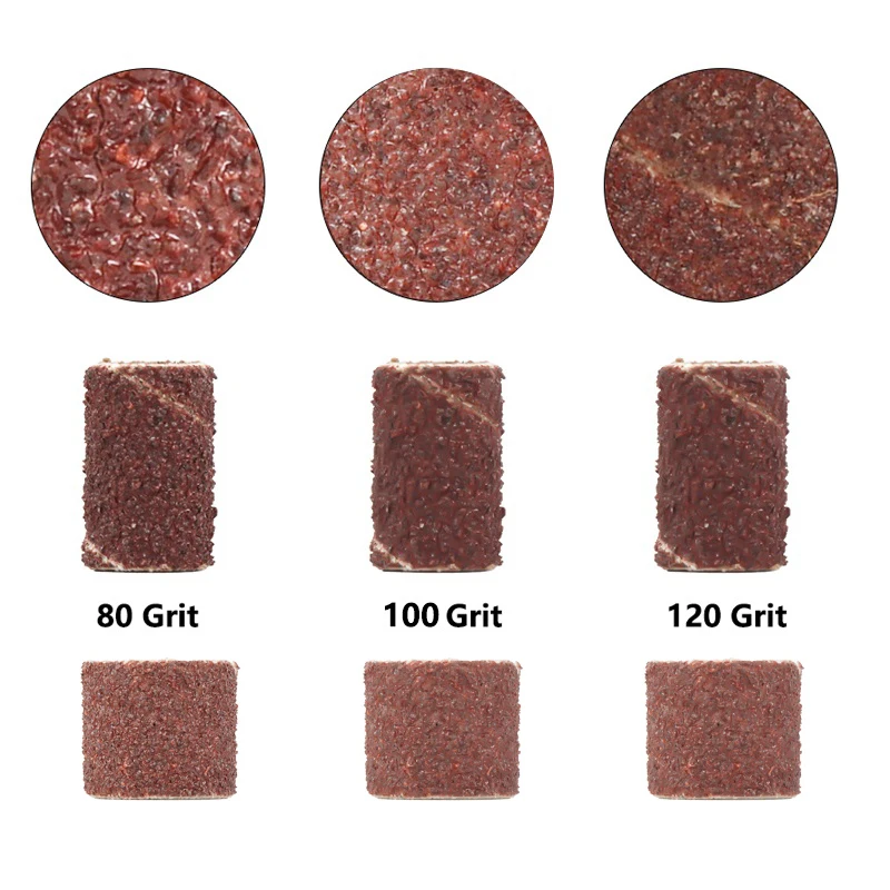 ชุดกลองขัด # 80 # 100 # 120 Grit 6.35 มม. 12.7 มม. Sanding Mandrel สําหรับเครื่องมือโรตารี่ Dremel เครื่องมือขัดแถบขัด
