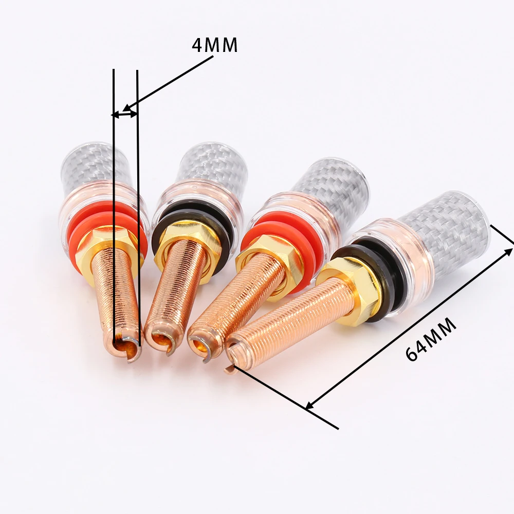 

4pcs/Set Hi-End Carbon Fiber Red Copper Plated Speaker Terminal Long Binding post 4mm jack banana plug Binding Post