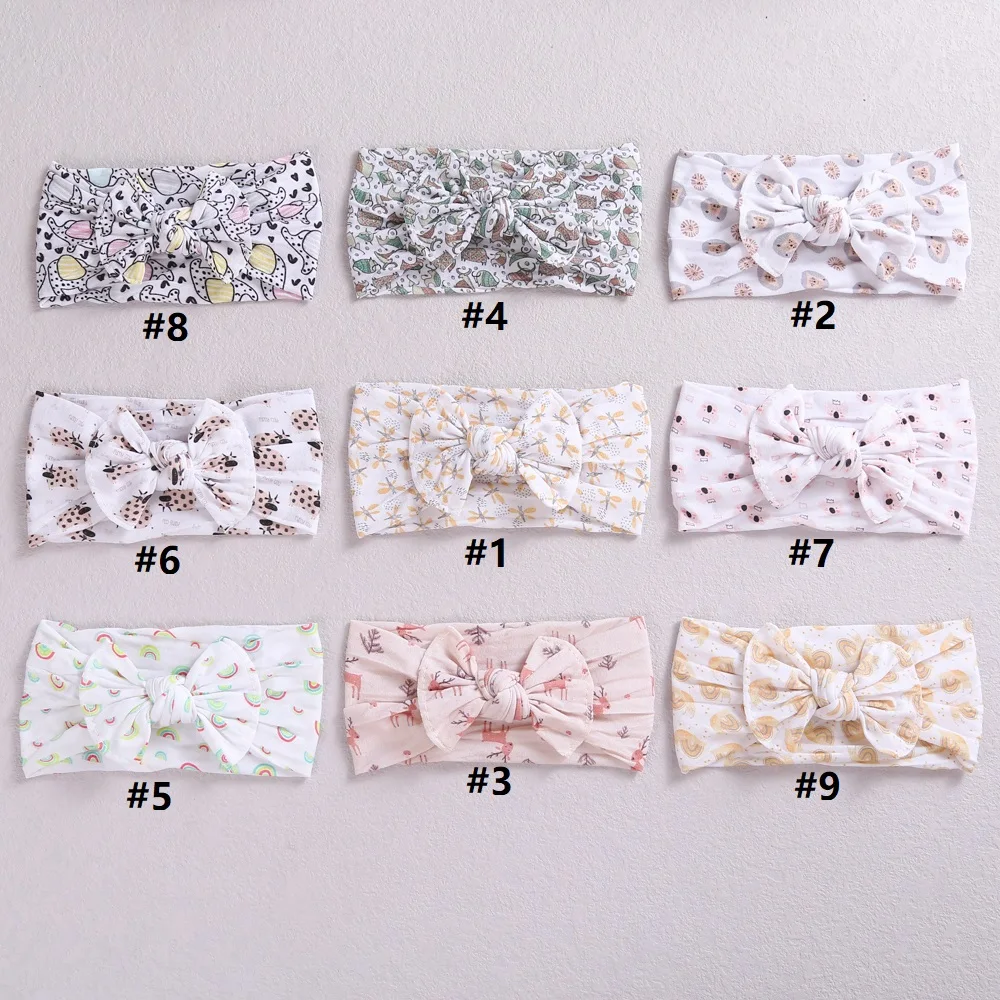 

24pc/lot Open Edge Floral Nylon Baby Headbands,Cartoon Animal Deer Rainbow Bear Prints Nylon Headband,Kid Girls Hair Accessories