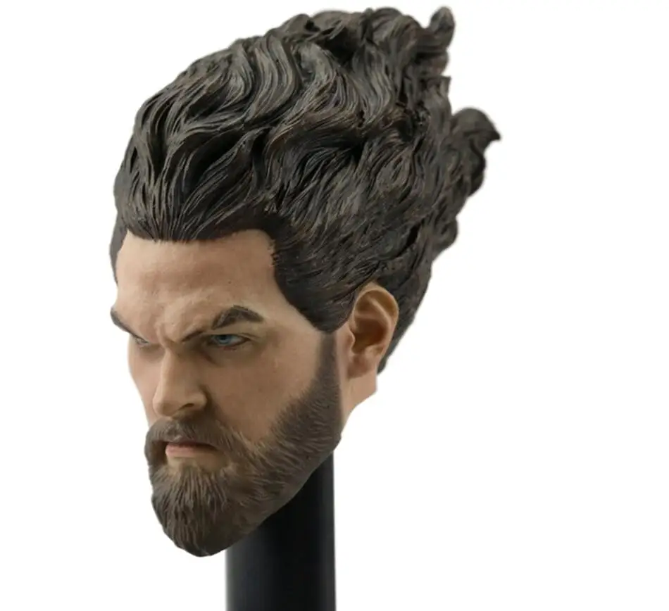 1/6 Rzeźbiony Król Morza Aquaman Jason Momoa Męski Model Głowy PVC Kręcone Włosy Pasuje Do 12-Calowej Figurki Akcji Lalki