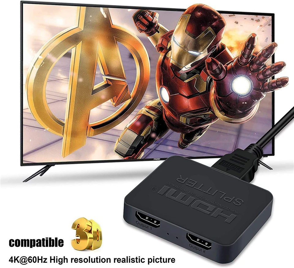 Rozdzielacz HDMI 4K UHD rozdzielacz HDMI 2.0 1x2 rozdzielacz HDMI 2.0 rozdzielacz HDCP 2.2 HDR rozdzielacz HDMI 2.0 4K HDMI2.0 dla Blu-ray DVD PS4