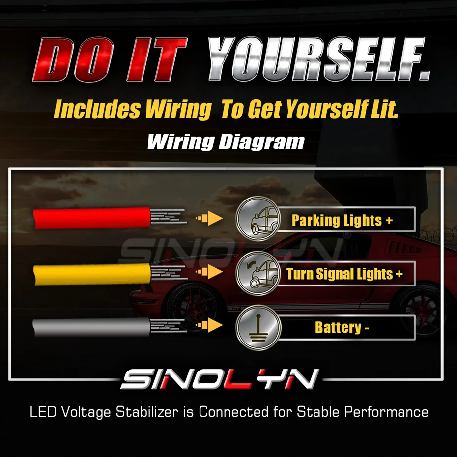 Sinolyn DRL LED Strip Turn Signal Daytime Running Lights Car Lights White Yellow For Headlight Switchback 60/85CM Car Products