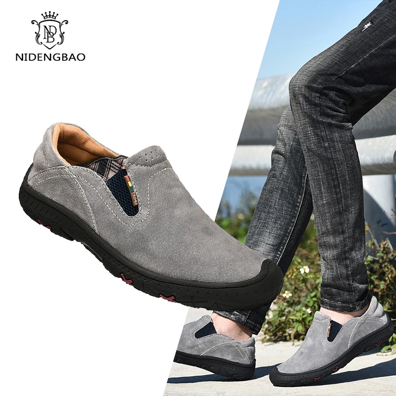 Buatan Tangan Kulit Pria Sepatu Kasual Mewah Merek Pria Sepatu 38-48 Fashion Lembut Bernapas Mengemudi Sepatu Pria Slip On sepatu