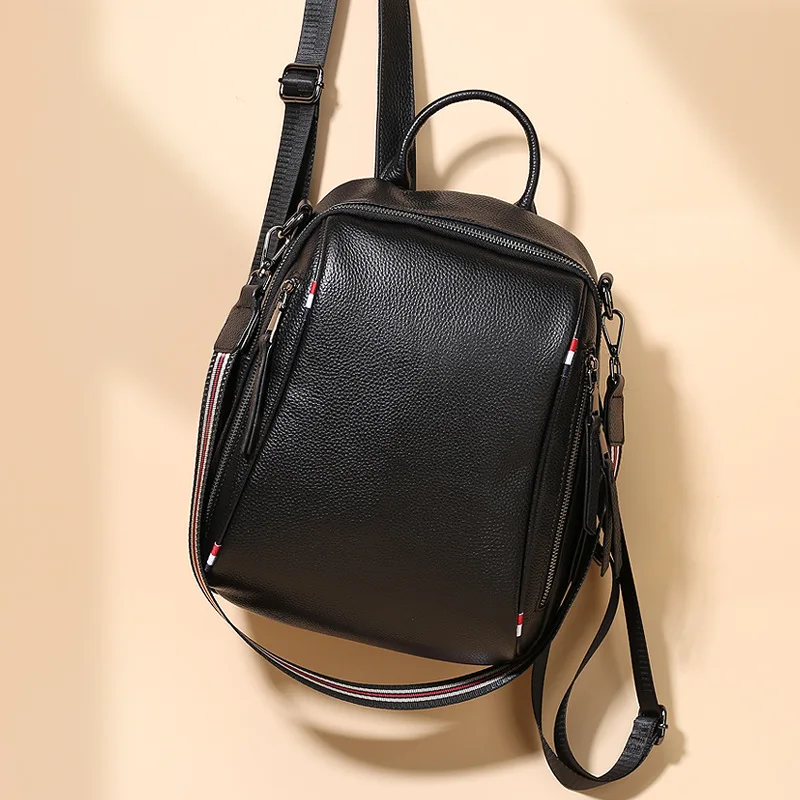 Nesitu High Quality New Fashion Black Small Genuine Leather Women Backpack For Girl Real Skin Female Shoulder Bags M912