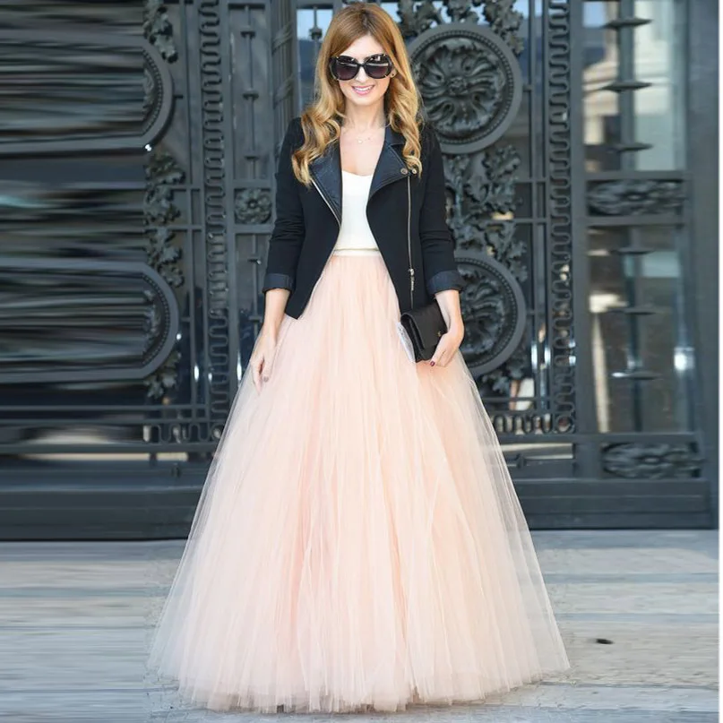 

Fashion Long Tulle Skirt Women Zipper Custom Made 5 Layer Tulle And 1 Lining Tutu Skirt Women