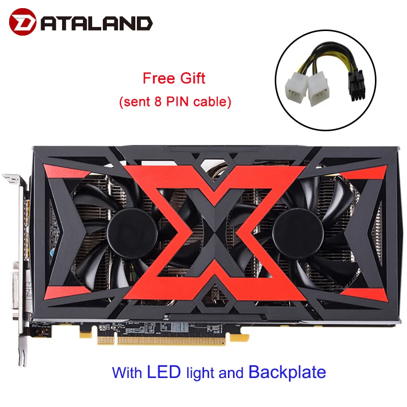 Dataland Videokaart Radeon RX580 8G Rx 580 Aangedreven Door Radeon Intuïtieve Aorus Grafische Engine 256 Bit 8 Gb amd Pc Grafische Kaart