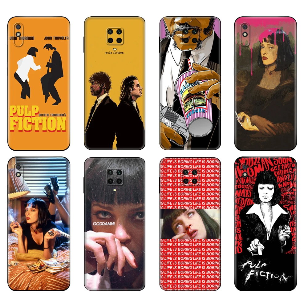 Black tpu Case For Xiaomi Redmi 7A 8 8A 9 9A 9C Case Redmi Note 8T 8 Pro T Note 9 9S 9 Pro Case Pulp Fiction