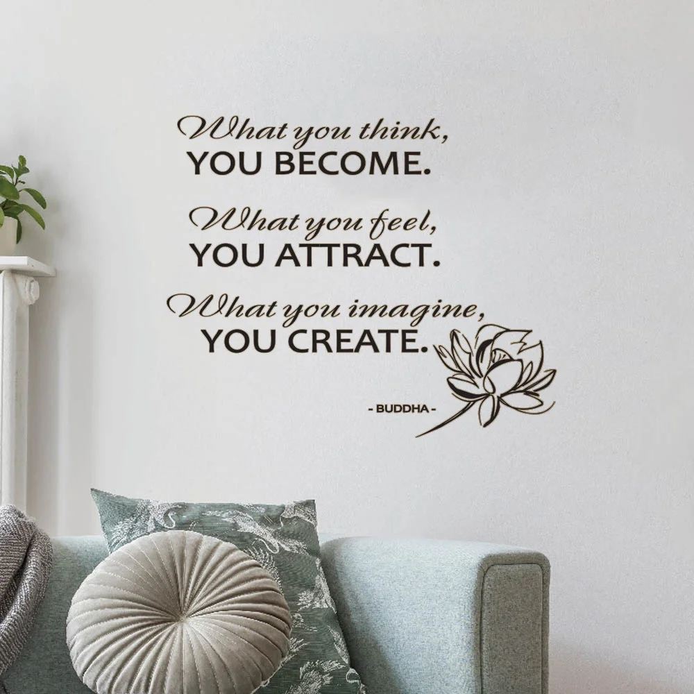 Art Decor Buddha Quote Wall Decals Motivation Sticker Lotus Decal For Home Bedroom Sticker living Poster