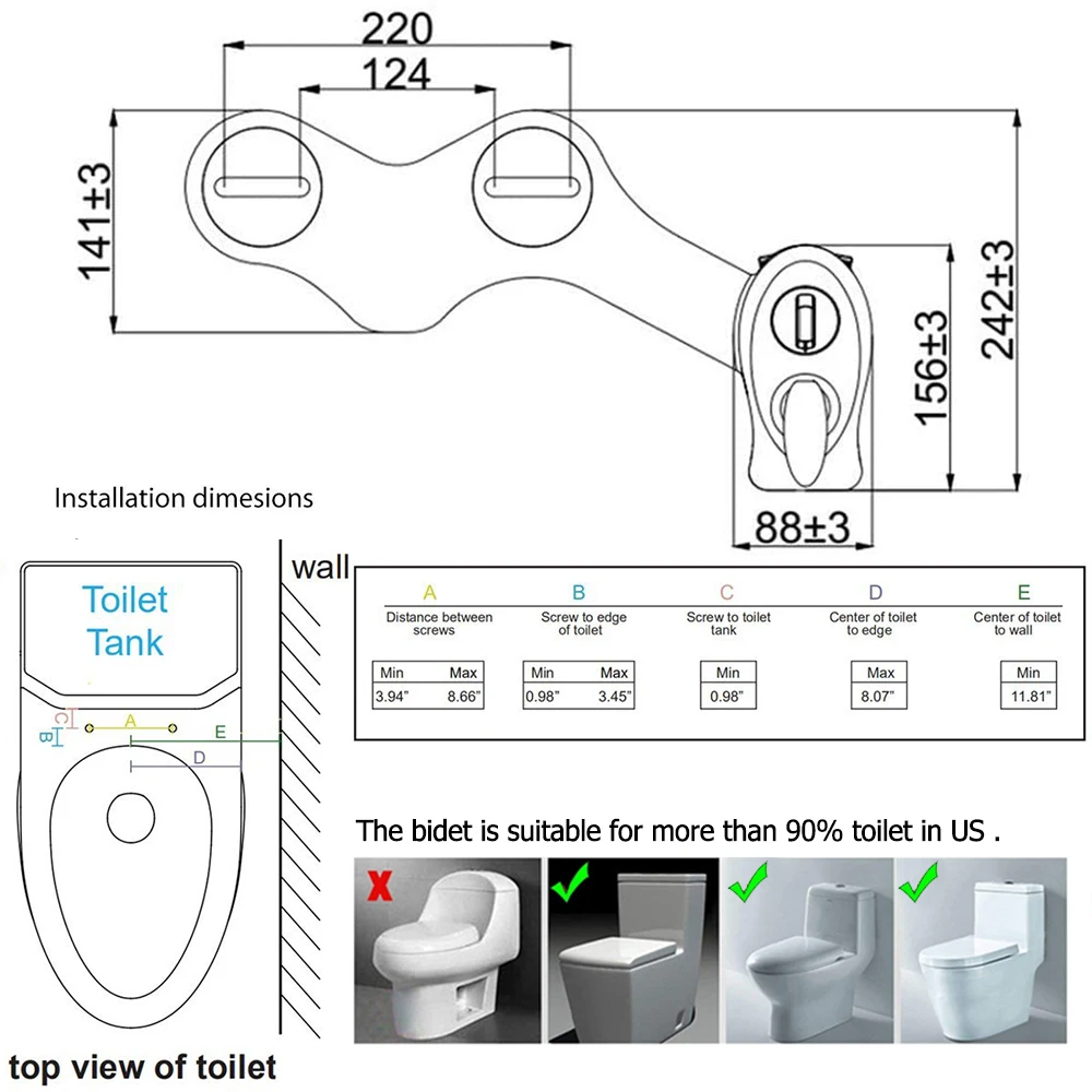 New Model For Left Hand Use Double Nozzle Bidet Accessory Special Nozzle For Ladies