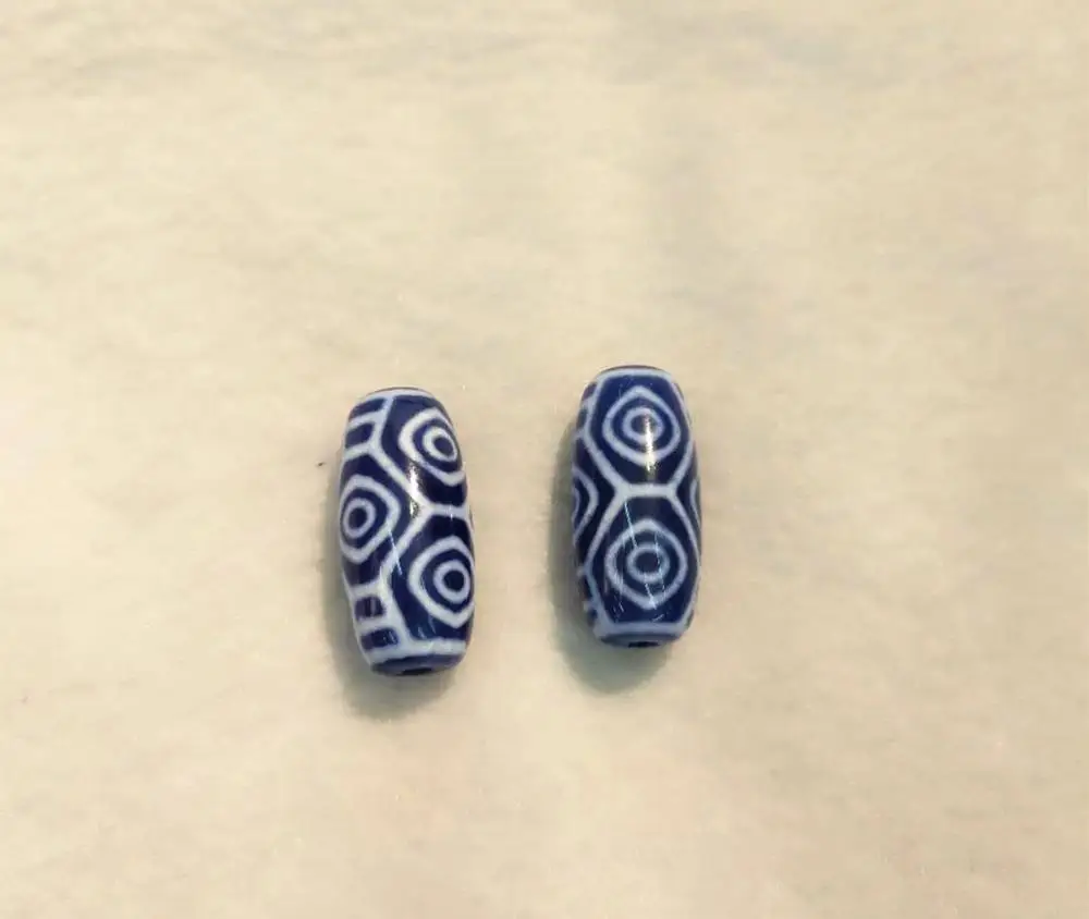 1pcs 1lot Blue Color Natural Agate Stone 12*25mm Dragon Eyes Patterns Amulet Tibetan Dzi Beads for Bracelet DIY Jewelry