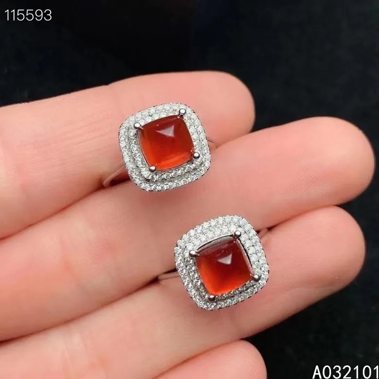 

KJJEAXCMY fine jewelry S925 sterling silver inlaid natural Garnet new girl fashion ring support test Chinese style with box