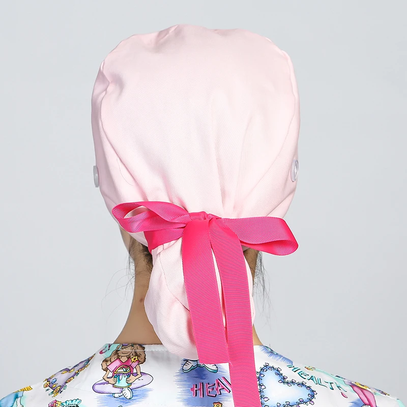 Gorros de algodón con estampado para mujer, gorras de trabajo con estampado, con botones, reutilizables, para salón de belleza, para mascotas