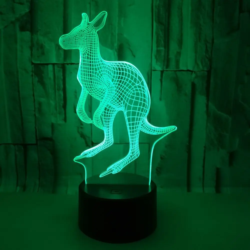 

New And Special 3d Night Light Kangaroo Colorful Vision Lamp Energy Saving Eye Protection Led 3d Led Nightlight