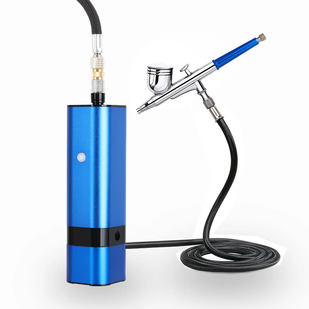 

TM80S-130 Blue Color Cordless 0.3MM Needles Air Brush With Compressor Clean Kit Portable Airbrush Spray Pneumatic Tool