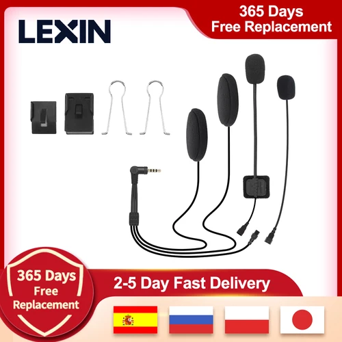 LEXIN-juego de auriculares y clip para LX-B4FM, intercomunicador para casco completo/medio, con sonido fuerte de alta calidad, conector de auriculares Bluetooth