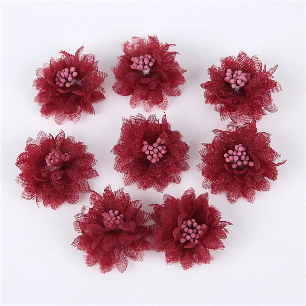 10 Stück Chiffon Künstliche Blumen DIY Blumen Kopfbedeckung Kleid Hochzeitsdekorationen Home Decor Kleidung Accessoires Haarschmuck – Detail 9