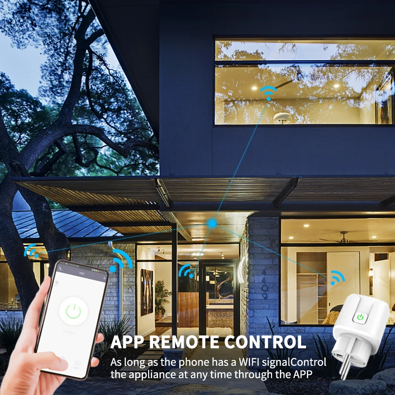 4/2/1pcs Smart Socket EU 20A Wireless Remote Plug Smart Timer Plug Voice Control Alexa Google Home Voice Control Tuya Smart Life