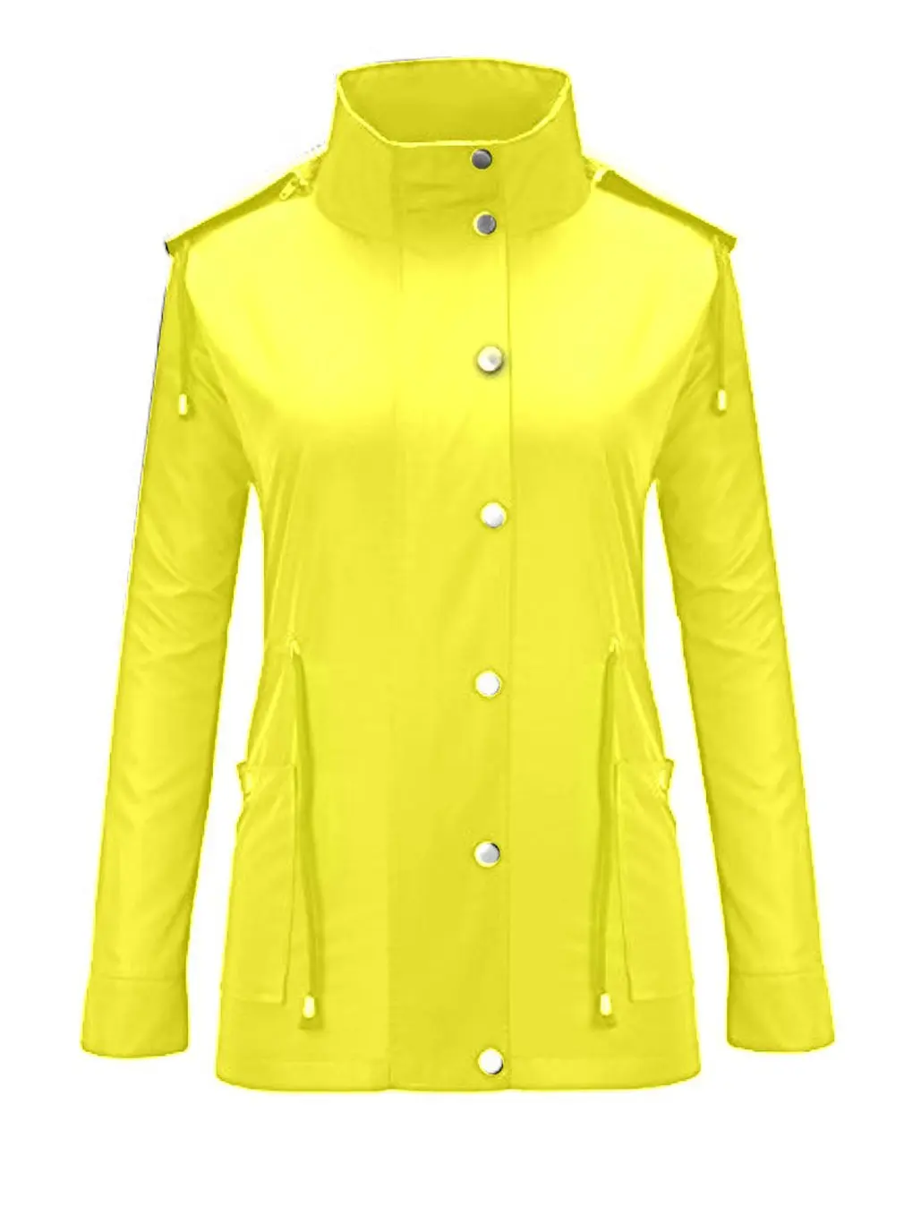 Women Waterproof Hoodies Quick-drying Long Sleeves Outdoor Raincoat Lightweight Button & Zipper Front Closure