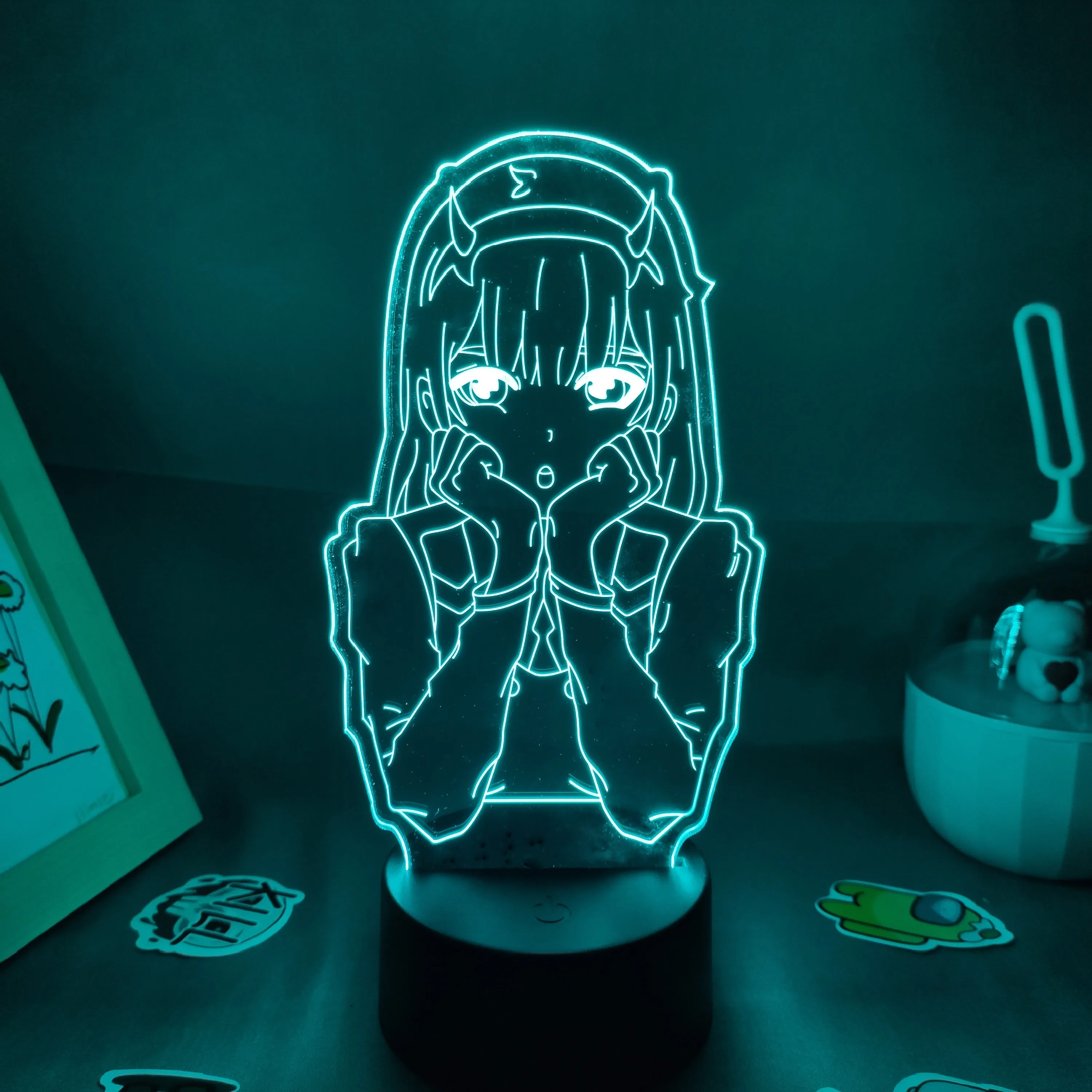 Anime Zero Two Figure 3D LED Neon Night Lights Birthday Gift for Friends Otaku Bedroom Table Decor Manga Sexy Girl 02 Lava Lamps