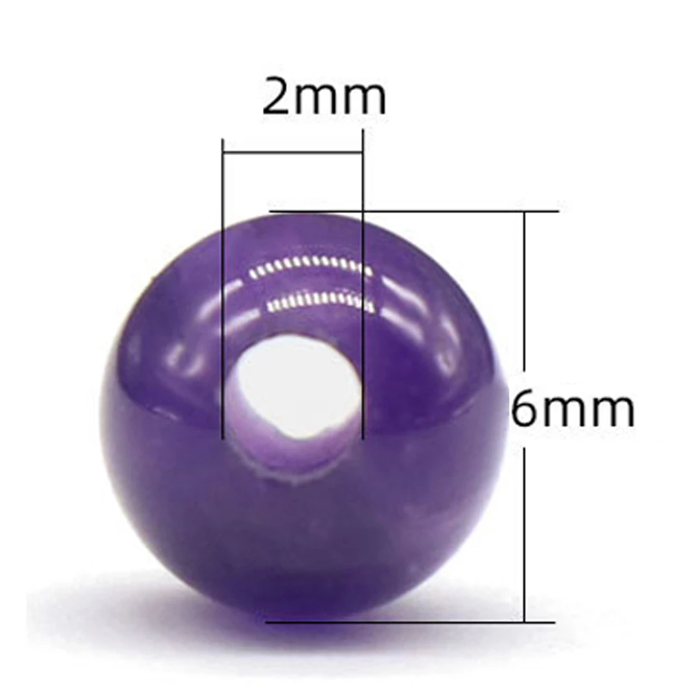 10pcs 6mm Round Natural Stones Agates Ball Beads Amethysts Big Hole Loose Beads for Handmade Jewelry Making DIY Accessories Gift